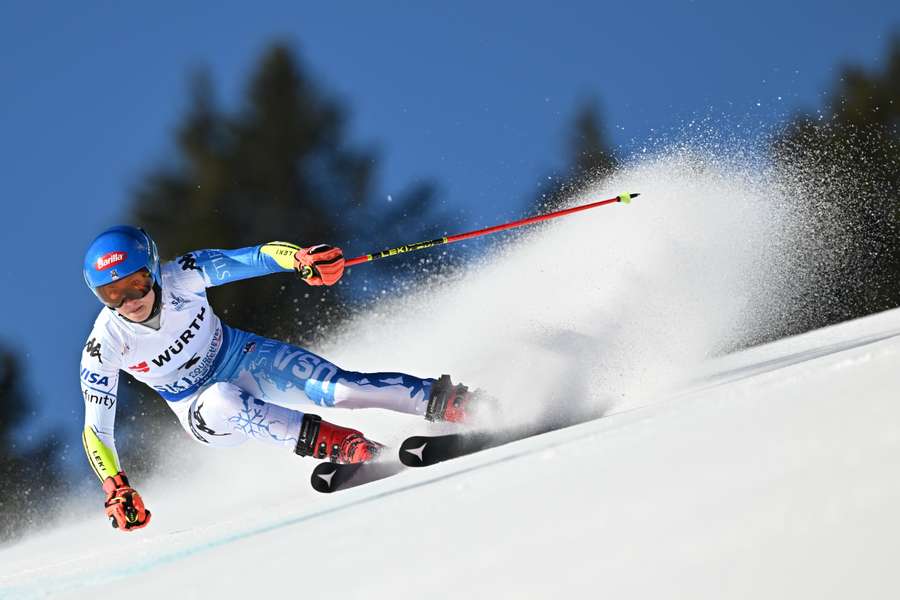 Shiffrin competes in the first run of the Giant Slalom at the Alpine Ski World Championship