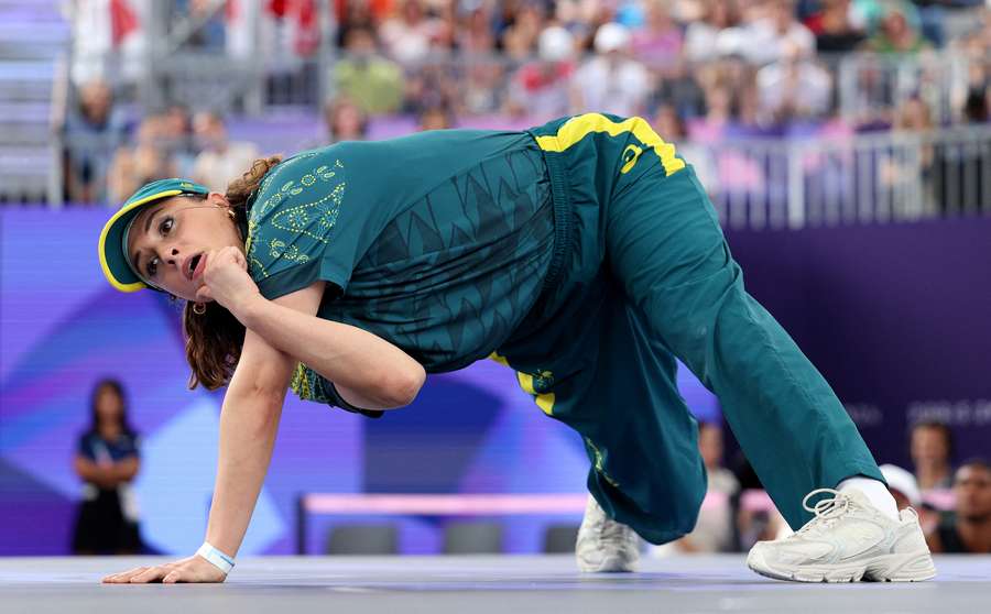 Raygun of Australia competes during the B-Girls Round Robin at Paris 2024