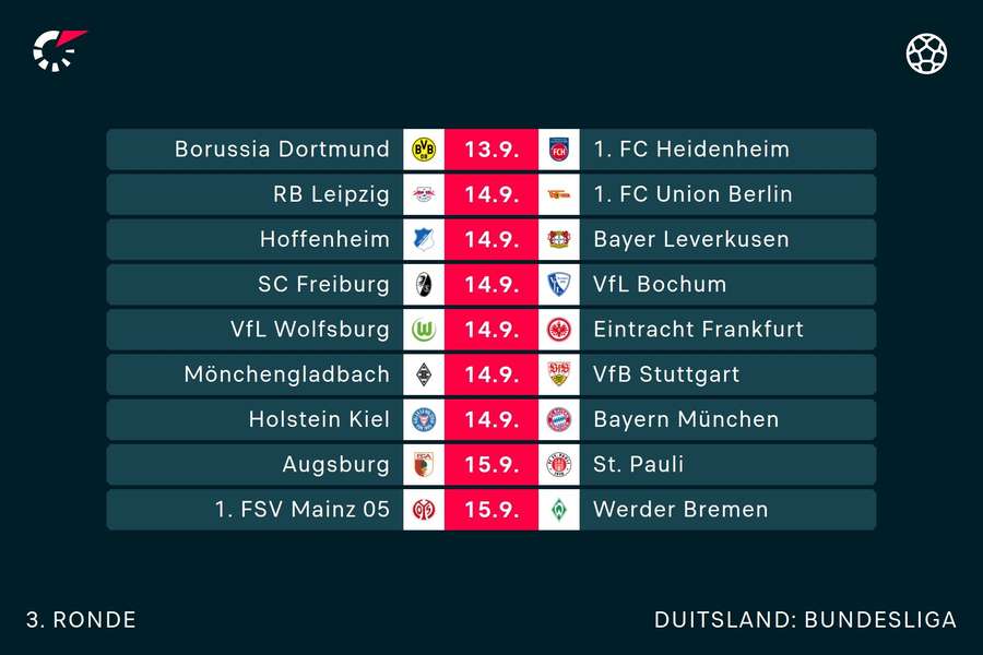 Speelschema Bundesliga speelronde 3