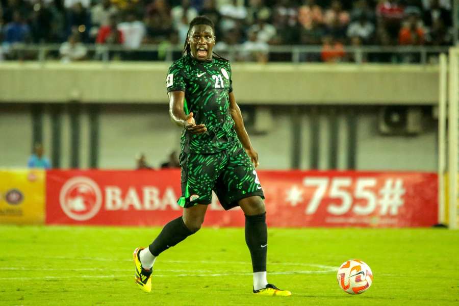 Calvin Bassey in action for Nigeria