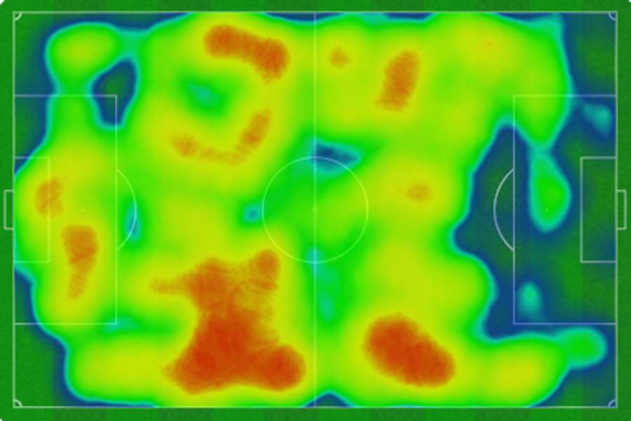 Mapa de Calor do Corinthians no jogo contra o Vitória