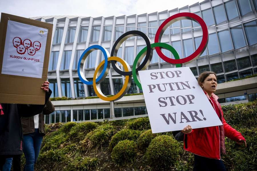 Protests have been going on demanding Russian and Belarusian athletes don't take part in the Olympics