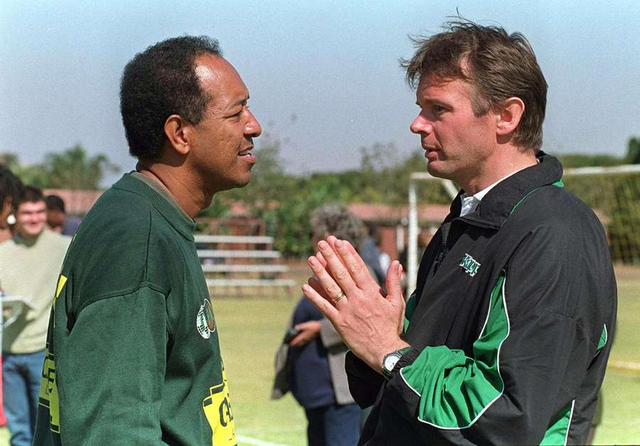 Augusto Palacios (left) was on the bench for both Chiefs and Pirates in Soweto Derby matches