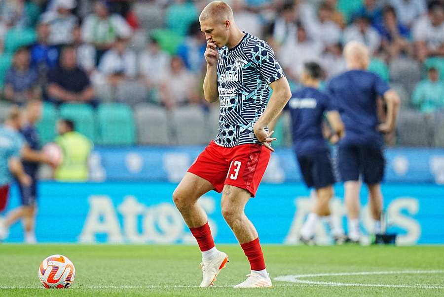 Kristensen in actie voor het Deense nationale elftal