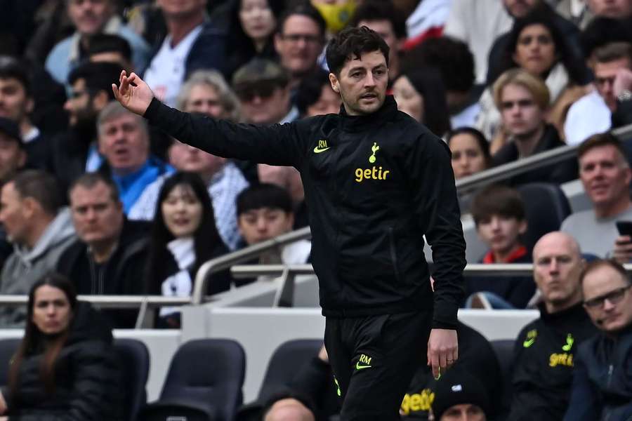 Ryan Mason takes over on the touchline during the English Premier League football match between Tottenham Hotspur and Brighton