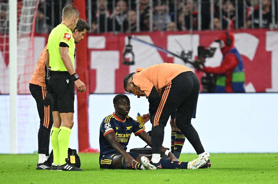 Injured Bukayo Saka