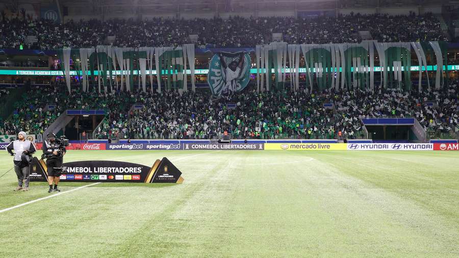 Mosaico da torcida alviverde levantado antes do jogo