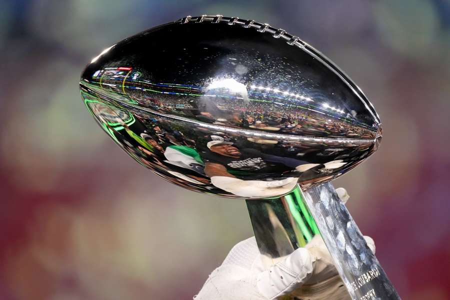 Lombardi Trophy being hoisted after the Seattle Seahawks won Super Bowl LX (2026)