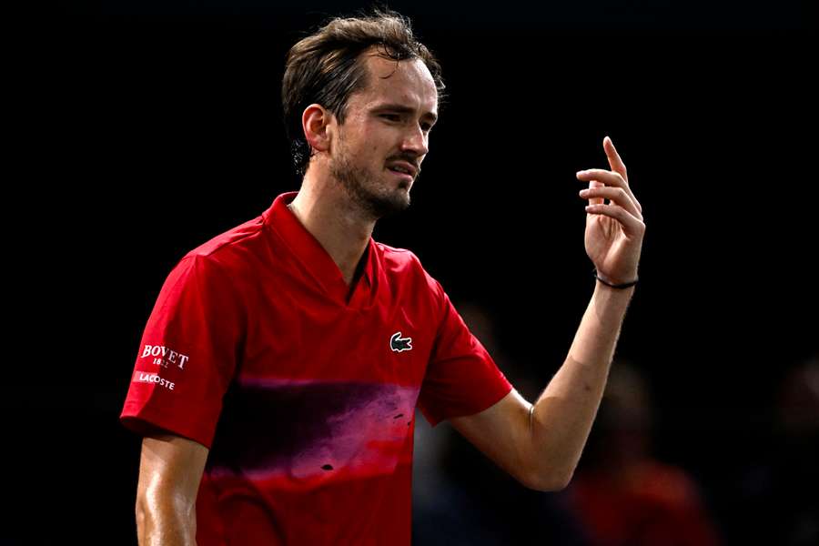 Daniil Medvedev reacts as he plays against Alexei Popyrin