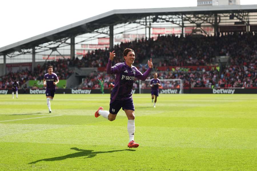Harry Wilson celebrates after scoring the winning goal at Craven Cottage