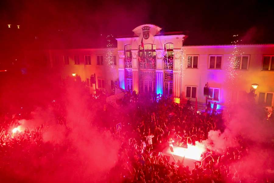 Festa do Torreense após a conquista da Taça de Portugal