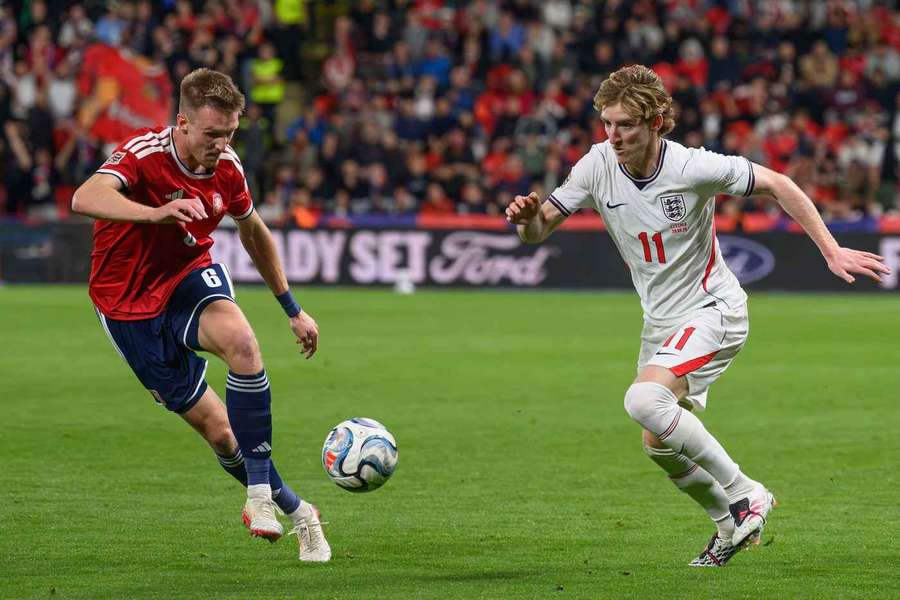 England's Anthony Gordon in action against the Czech Republic in Prague last week