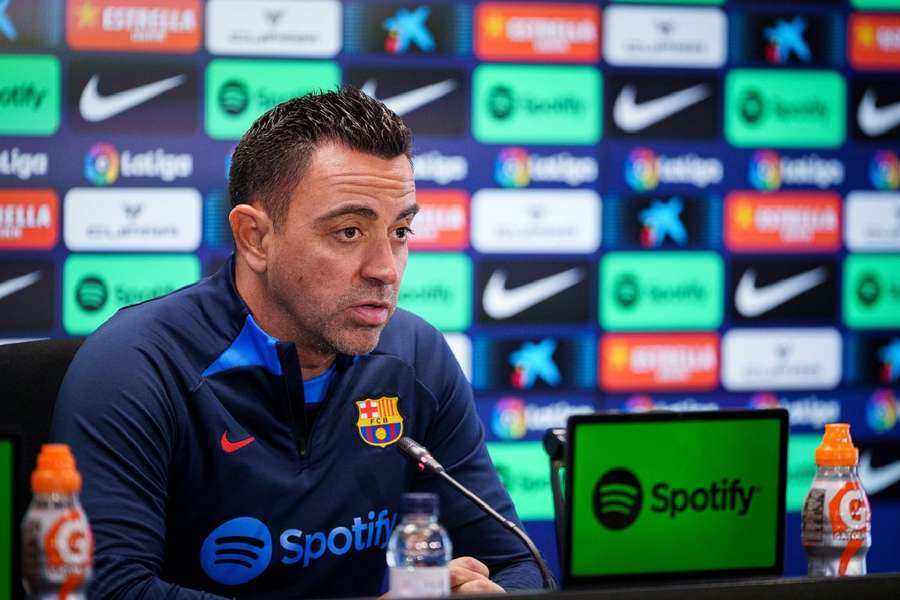 Xavi na coletiva de imprensa antes da partida contra o Osasuna