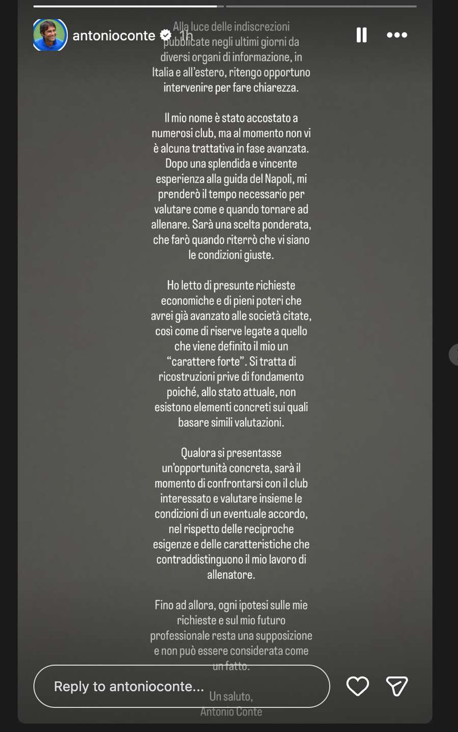 La story di Antonio Conte La story di Antonio Conte