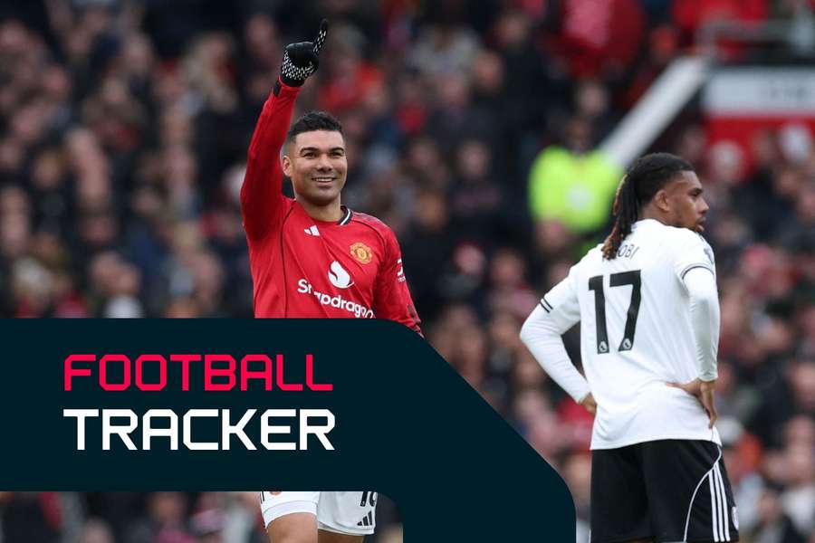Manchester United's Casemiro celebrates scoring against Fulham