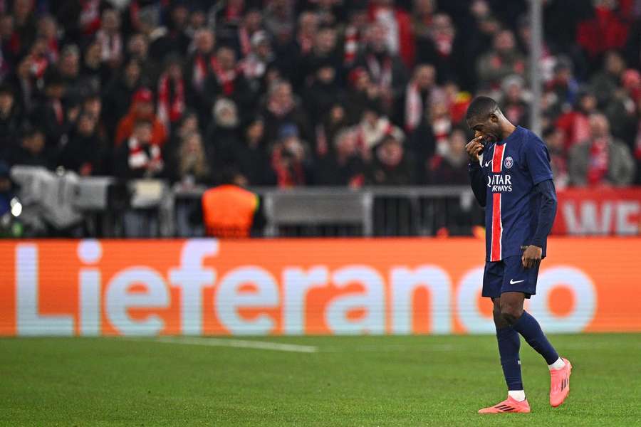 Dembele leaves the pitch after being sent off Dembele leaves the pitch after being sent off