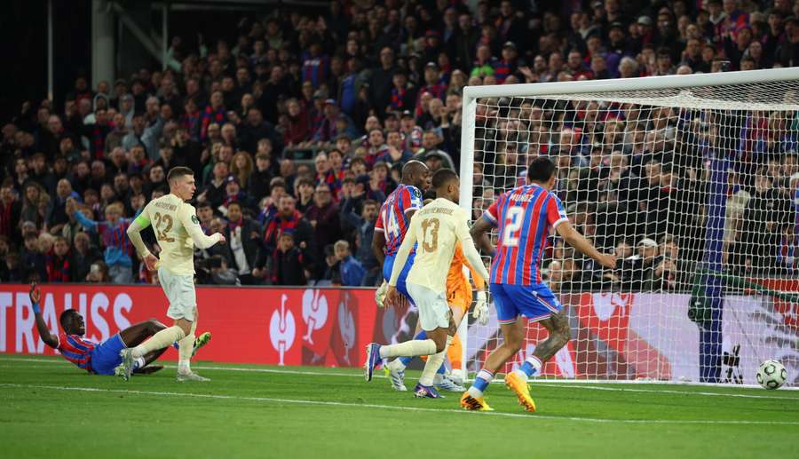 Crystal Palace's Ismaila Sarr scores their second goal