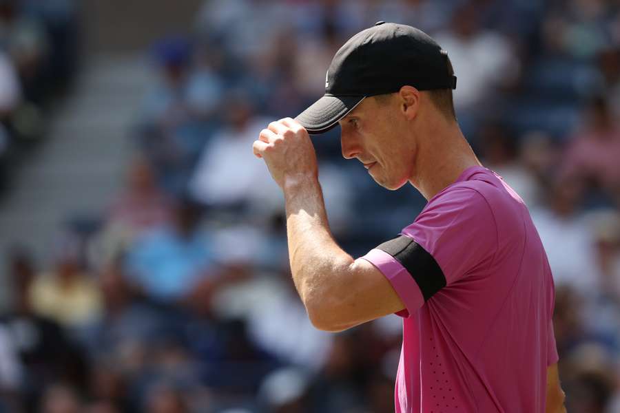 Joe Salisbury of Great Britain and partner Rajeev Ram (not pictured) of the United States looks on