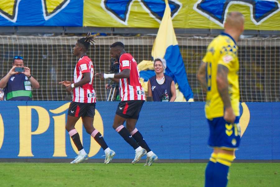 Iñaki y Nico Williams celebran el 0-2 del Athletic