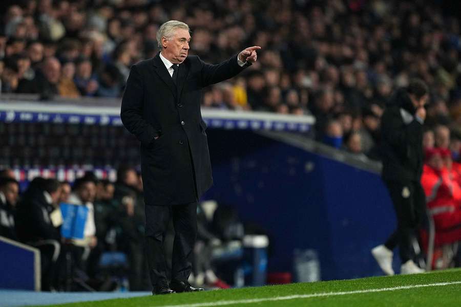 Ancelotti lors du match face à l'Espanyol de Barcelone.