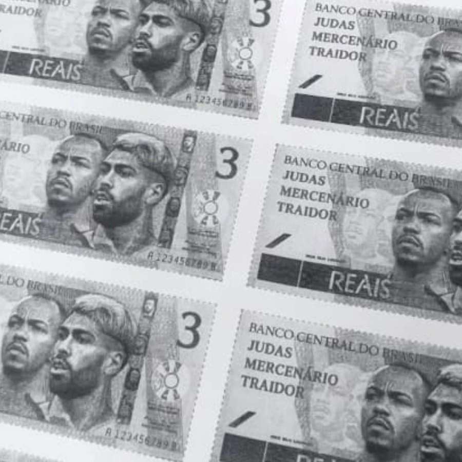 Notas de três com os rostos de Marlon Freitas e Barboza Notas de três com os rostos de Marlon Freitas e Barboza