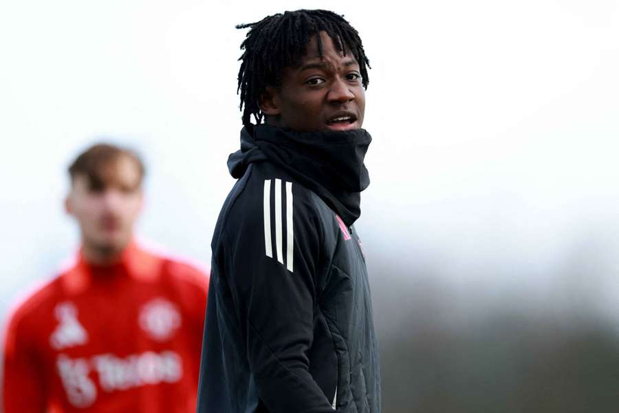 Manchester United's Kobbie Mainoo during training