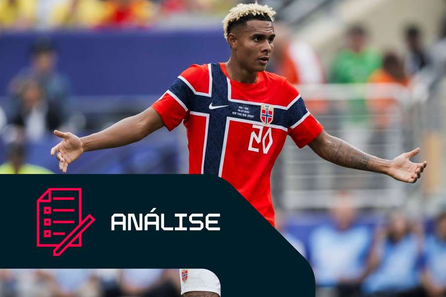 Antonio Nusa, da Noruega, durante o jogo frente ao Brasil Antonio Nusa, da Noruega, durante o jogo frente ao Brasil