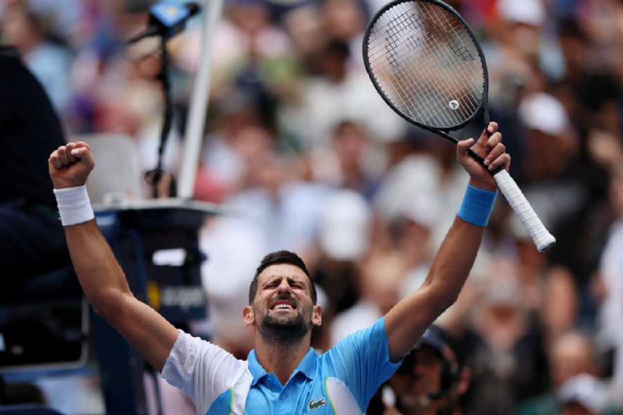 Djokovic celebrating his win