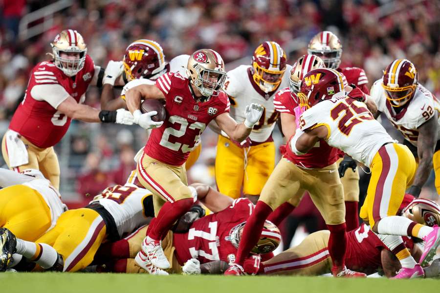 San Francisco 49ers star running back Christian McCaffrey. San Francisco 49ers star running back Christian McCaffrey.