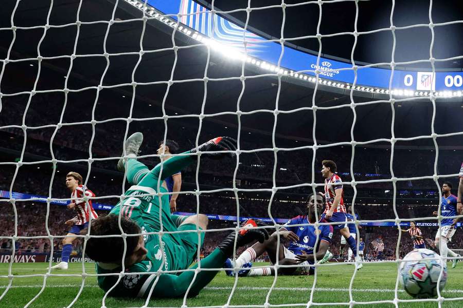 Pablo Barrios celebrates after opening the scoring for Atletico in the first minute