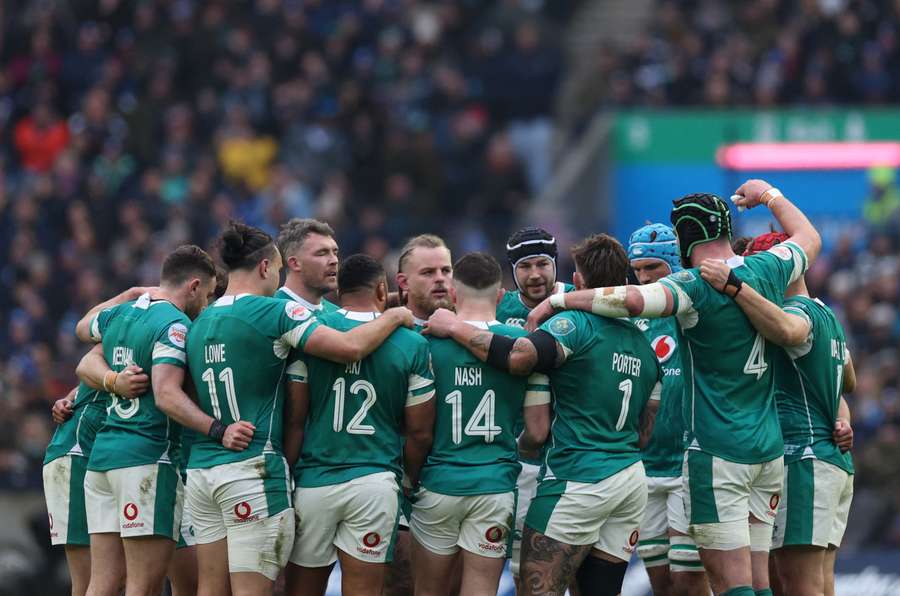 Ireland players huddle ahead of Scotland Six Nations clash