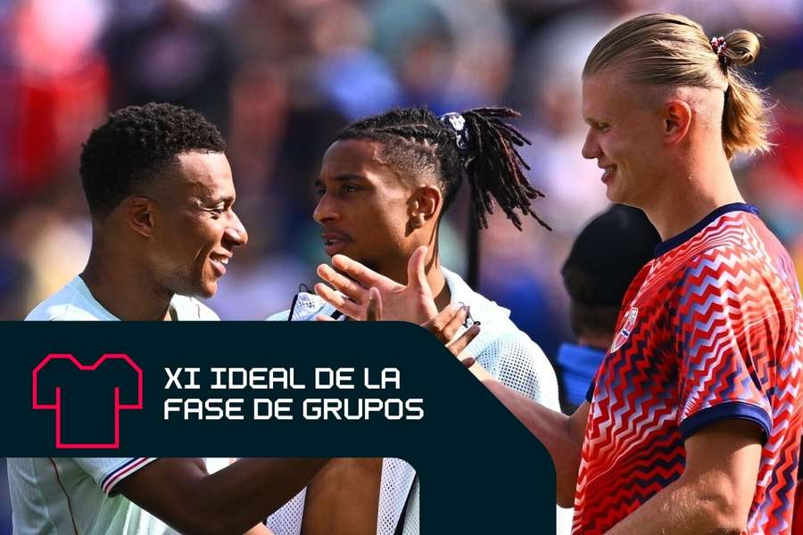 Mbappé (I), Olise (C) y Haaland (D) tras el duelo entre Francia y Noruega