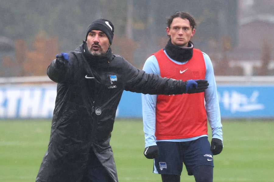 Fabian Reese (r.) und sein Trainer Cristian Fiel.