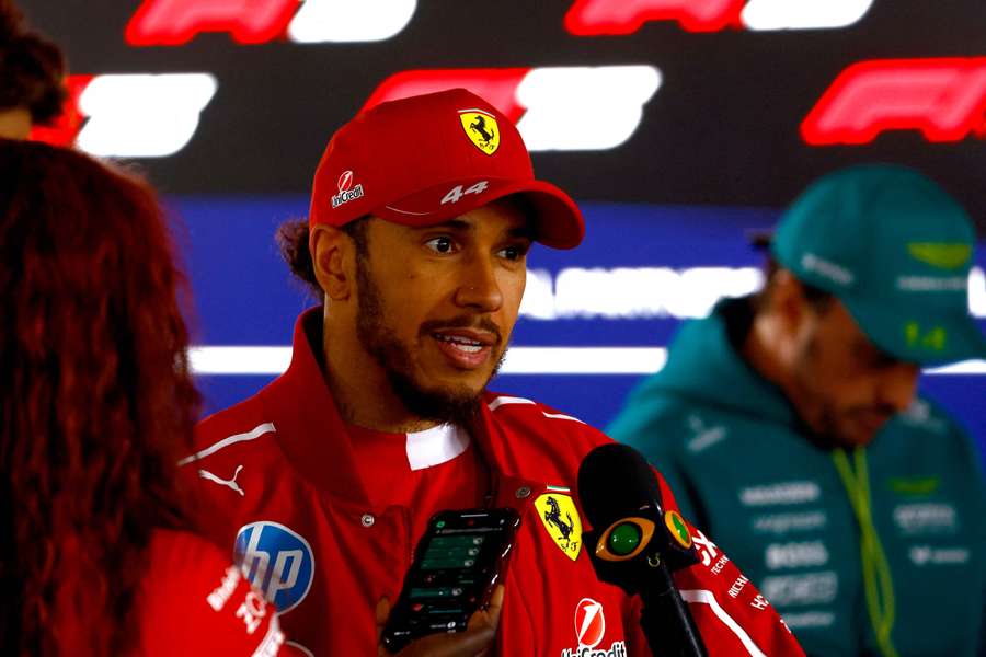 Ferrari's Lewis Hamilton speaks to the media after the Japanese Grand Prix