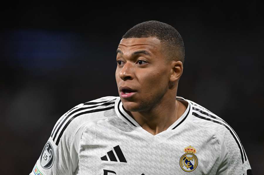 Real Madrid's Kylian Mbappe is pictured competing against LaLiga rivals Atletico in the Champions League