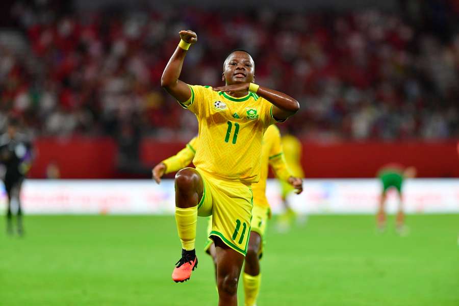 South Africa's Thembi Kgatlana scored her fourth goal of the tournament South Africa's Thembi Kgatlana scored her fourth goal of the tournament