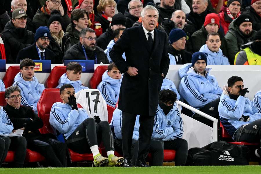 Carlo Ancelotti durante el Liverpool-Real Madrid