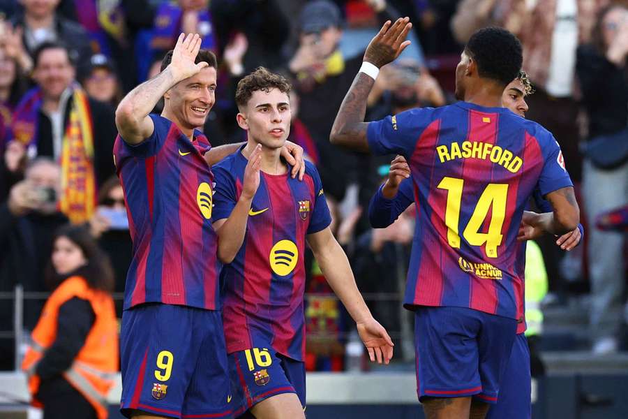 Lewandowski celebra su gol ante el Mallorca