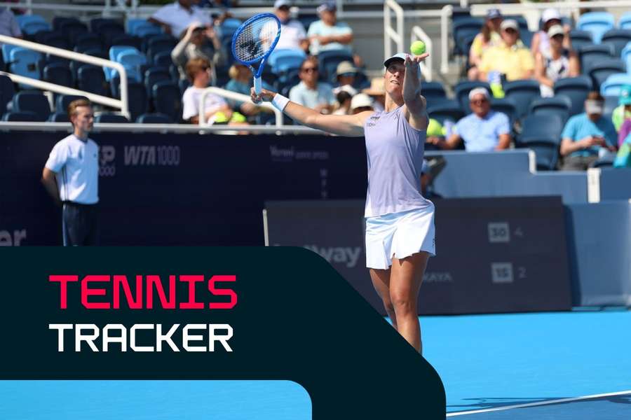 Iga Swiatek serves