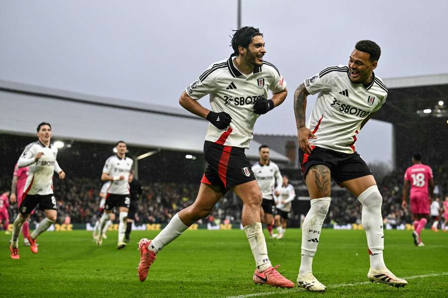 Raul Jimenez celebrates scoring Fulham's first goal against Ipswich