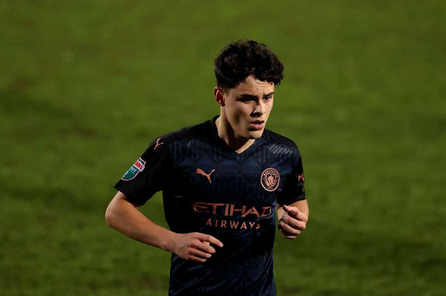 Robertson in action for Manchester City's Under-21s in 2020