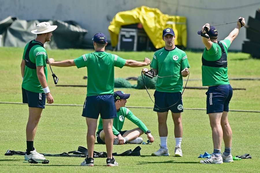 Ireland's players attend a practice session