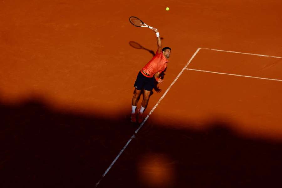 Djokovic serving during the match