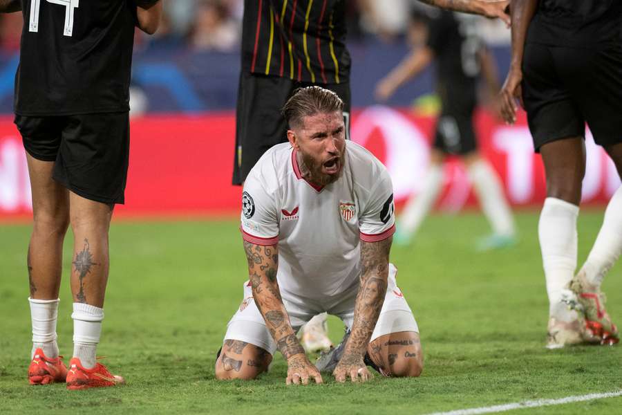 Ramos tijdens de wedstrijd tegen Lens