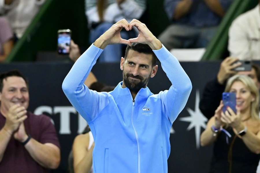 Novak Djokovic beim Exhibition-Match gegen Del Potro.