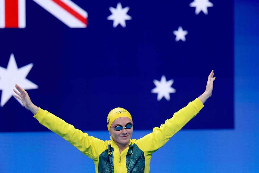 Ariarne Titmus walks out ahead of the 800m freestyle final at the 2024 Paris Olympics. Ariarne Titmus walks out ahead of the 800m freestyle final at the 2024 Paris Olympics.