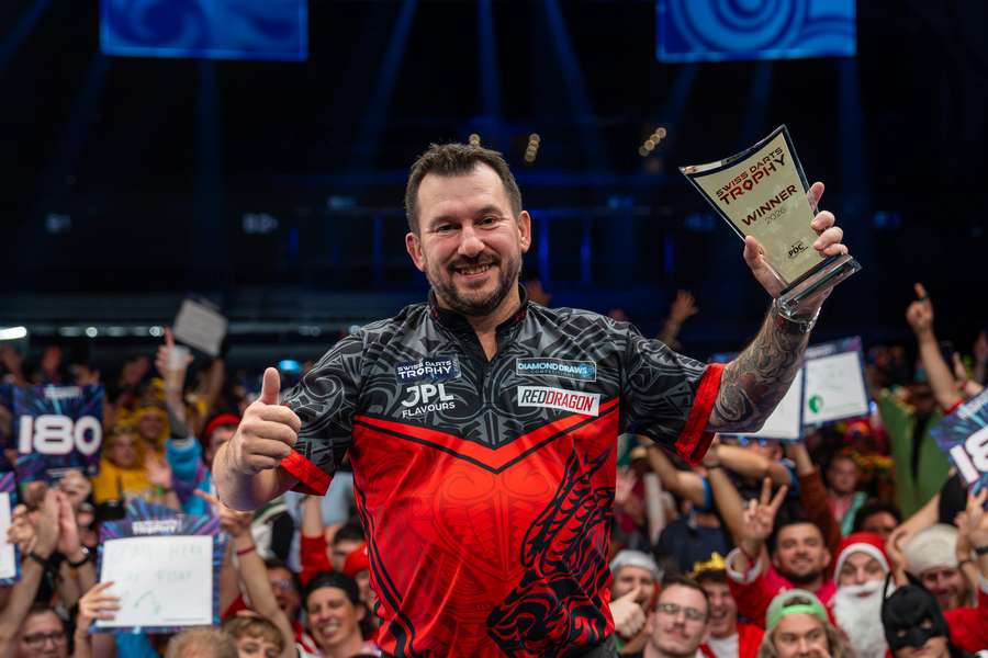 Jonny Clayton after winning the Swiss Darts Trophy Jonny Clayton after winning the Swiss Darts Trophy