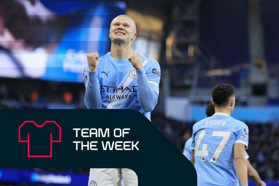 Erling Haaland celebrates for Manchester City