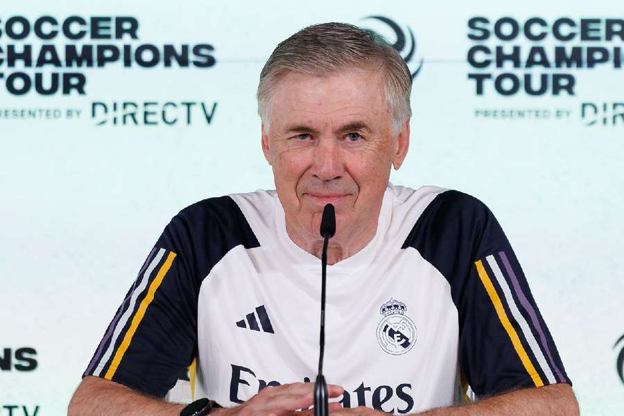 Ancelotti, na conferência de imprensa com os meios de comunicação social norte-americanos