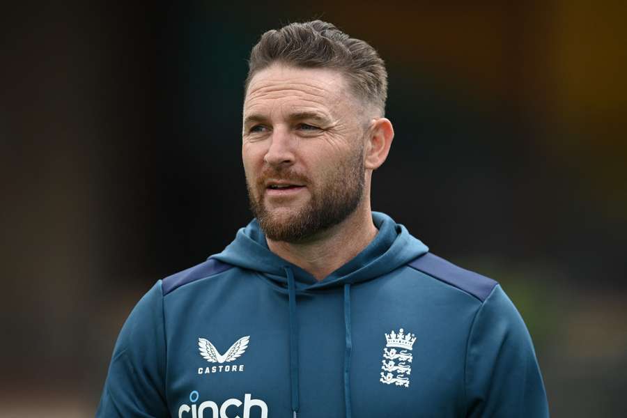 England coach Brendon McCullum during a nets session